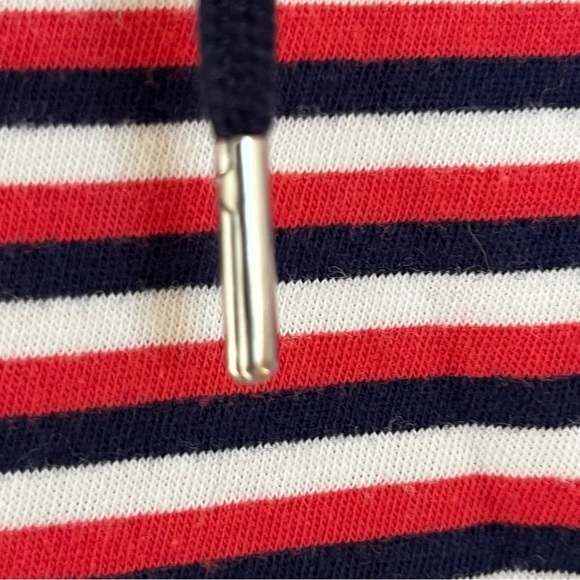 Polo Ralph Lauren Mini Shirt Dress Red Navy Stripe Tie Neck Preppy Size Small - Picture 3 of 10